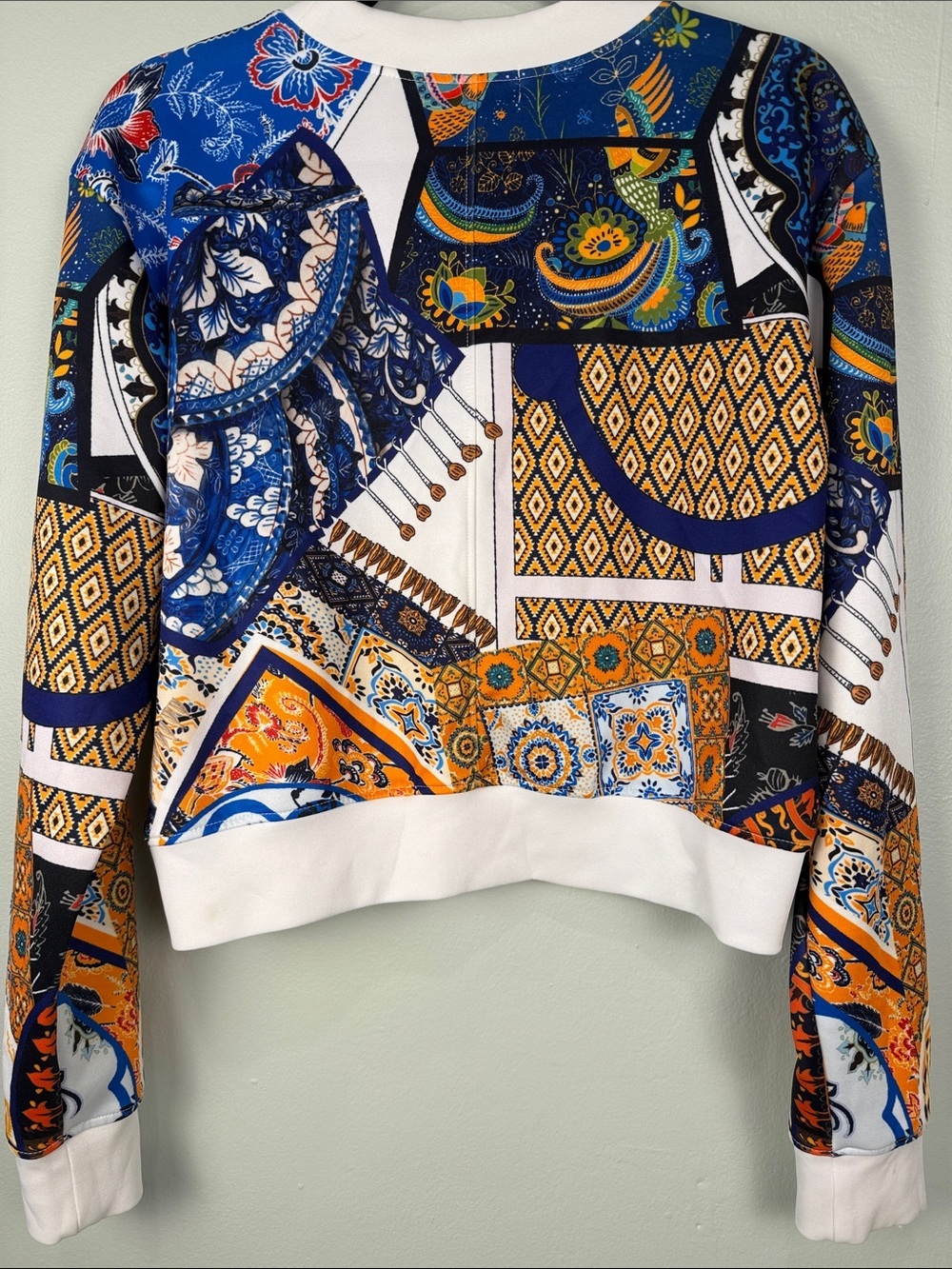Halfheart Abstract Geometric Paisley Motif Print Scuba-Like Sweatshirt Size L